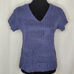 Eileen Fisher Blue Angel Cotton Metallic Stitch Sweater - PS